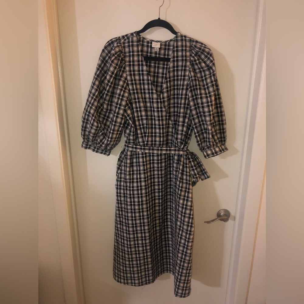 Picnic print dress black & white/beige